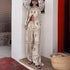 Chic Women's Summer Streetwear Set: Stylish Lapel Long Sleeve Shirt with Wide Leg Trousers for Effortless Fashion Inspo